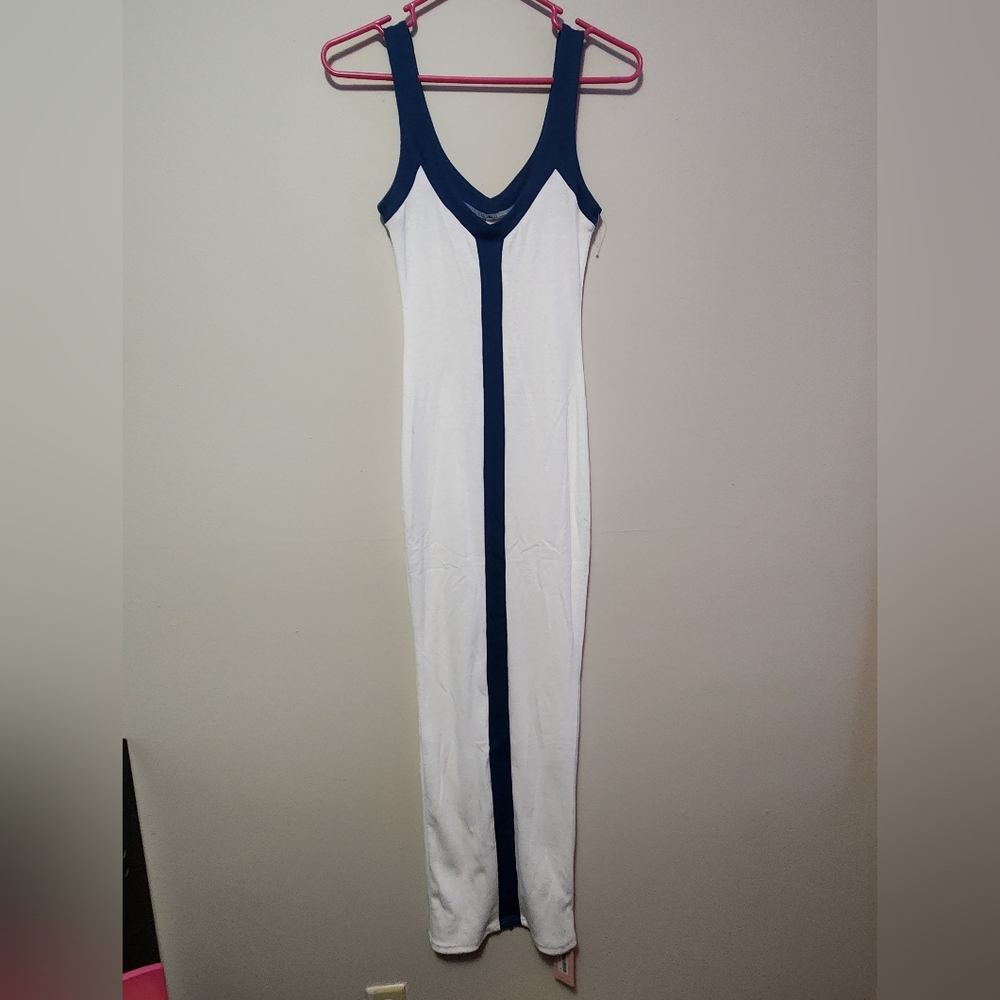 Micas Colorblock V-neck Ribbed Split Maxi Dress Womens Xs NWT Sleeveless